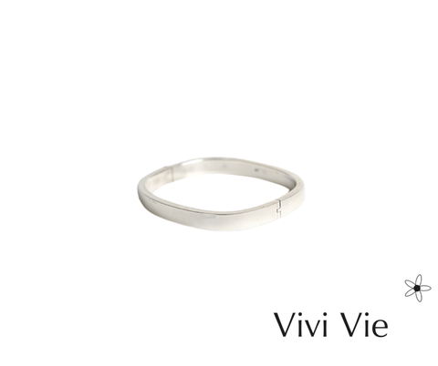 Sculpted Silver Square Bangle