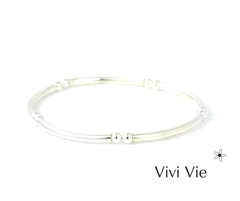 Silver tube bangle braclet, a classic