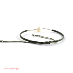 Pearl and 925 Silver Friendship Bracelet Taupe