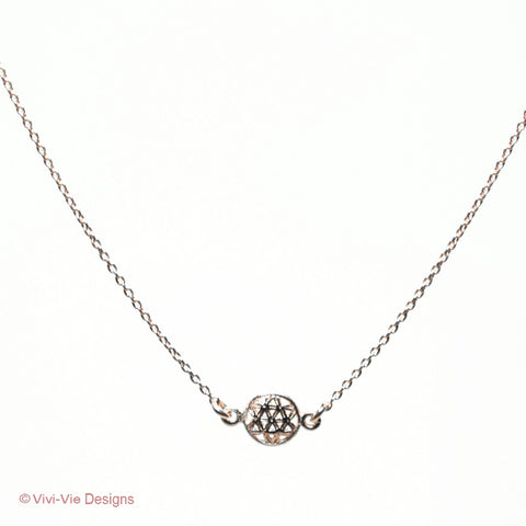 925 Rose Gold Plated Flower of Life Necklace - Small