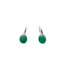 Sterling Silver and Green Aventurine Gemstones Huggies, Drop Earrings