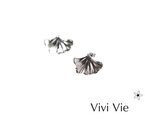 925 sterling silver Ginkgo Leaf Stud Earrings