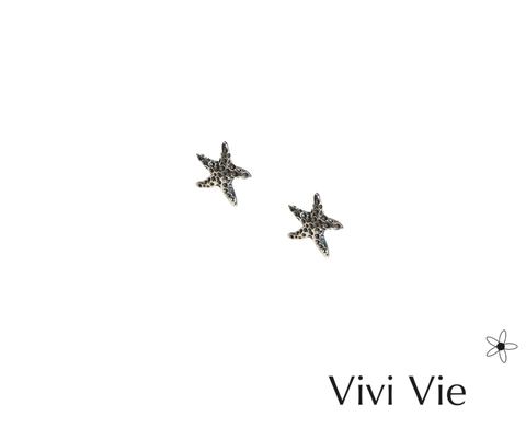 925 sterling silver Textured Starfish Stud Earrings