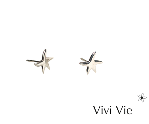 925 sterling silver Polished Starfish Stud Earrings