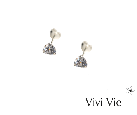 925 sterling silver Sterling Silver Heart-Cut CZ Stud Earrings