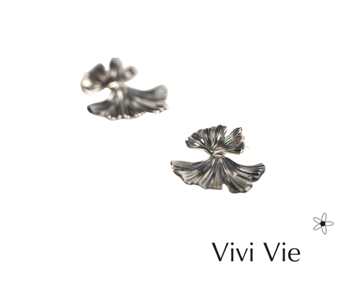 925 sterling silver Large Ginkgo Leaf Fan Earrings