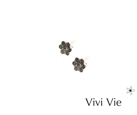 925 sterling silver Marcasite Blossom Stud Earrings