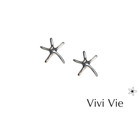 925 sterling silver Polished Sterling Silver Starfish Stud Earrings