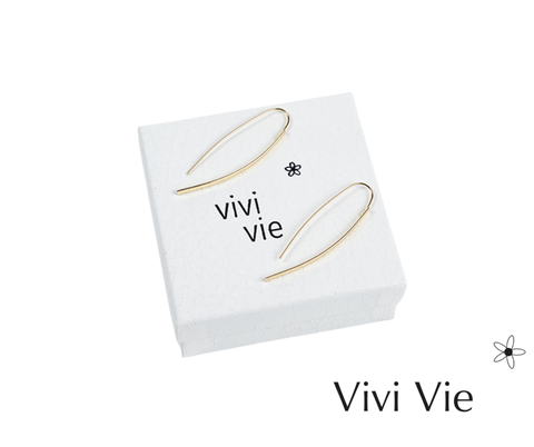 Gold earrings slender shepard hook