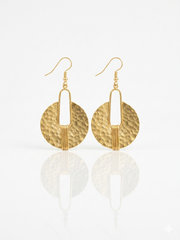 Aura gold drop hammered  finish earrings.