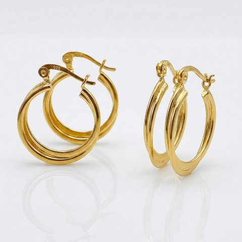 Sleak  Gold  Duo Hoop  Elegance.