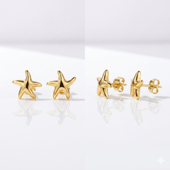 Gold starfish earrings
