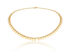 Gold disk necklace.