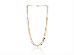 Gold disk necklace.