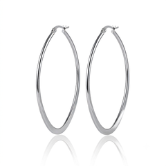 THE SILVER LUMINA OVAL-V HOOP EARRINGS.