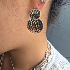 925 sterling silver Hammered Disc Drop Earrings
