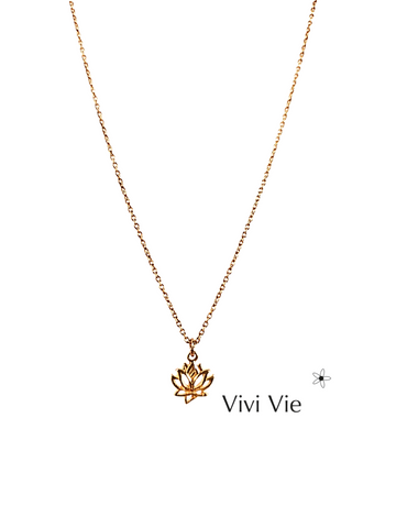 Vivi Vie’s  gold lotus pendant .A The lotus is an iconic symbol