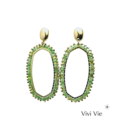 Delicate Lime Green Statement Earrings with a fresh sparkle