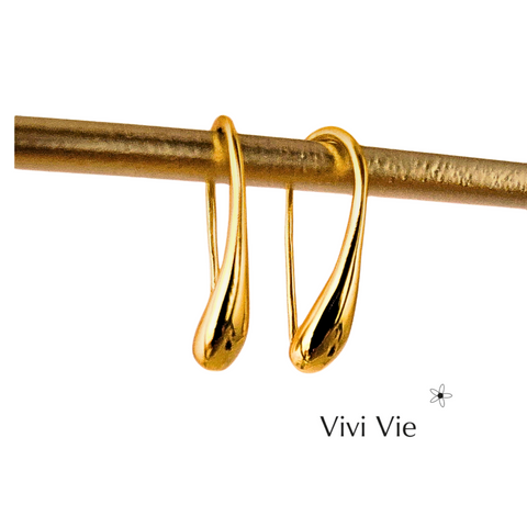 Gold earings Molten Drop Threader Earrings