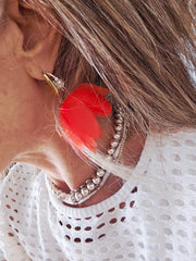 Poppy flower drop earrings.