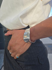Silver  fluid wave  cuff bracelet.