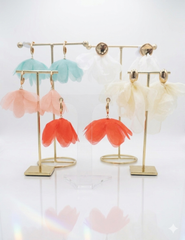 Poppy flower drop earrings.
