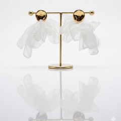 White  cloud flower petal earrings.