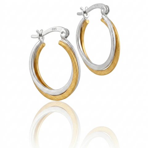 Sleak Dual-Tone Hoop Earring Elgance.