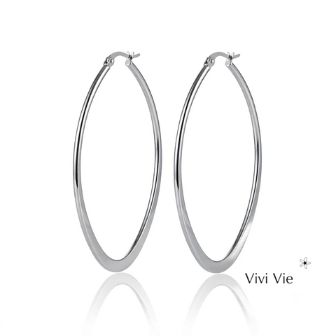 THE SILVER LUMINA OVAL-V HOOP EARRINGS.