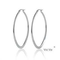 THE SILVER LUMINA OVAL-V HOOP EARRINGS.