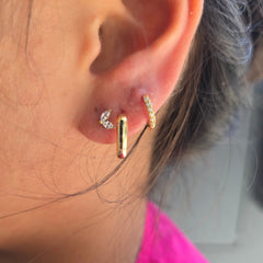 Marquise Leaf Cubic Zirconia Gold -Stud