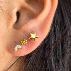 Marquise Leaf Cubic Zirconia Gold -Stud
