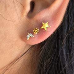 Marquise Leaf Cubic Zirconia Gold -Stud