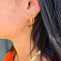 Sleak  Gold  Hoop  Duo Elegance.