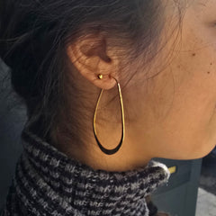 Gold-Plated Sterling Silver Teardrop Hoop Earrings