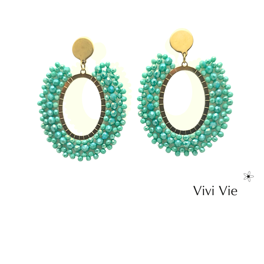 Statement Hoop Earrings in Vibrant Turquoise Green