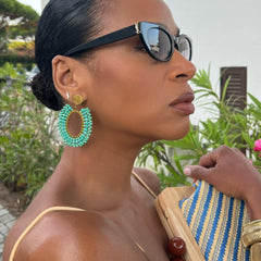 Statement Hoop Earrings in Vibrant Turquoise Green