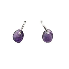 Sterling Silver and Amethyst Huggies, Drop Earrings