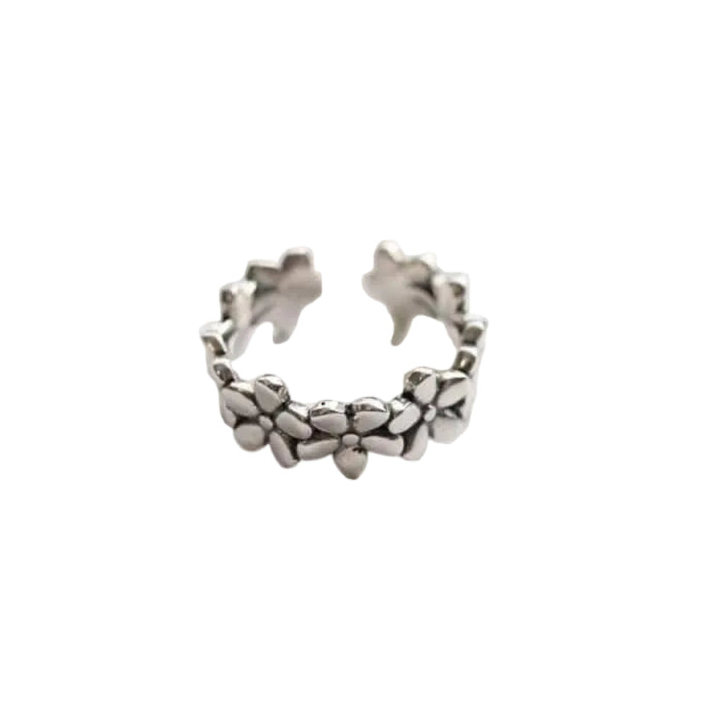 Eternal Bloom Sterling Silver Open Ended Ring