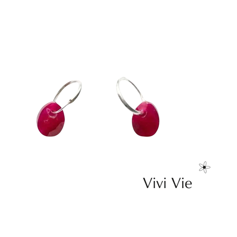 Pop of Passion Sterling Silver and Red Garnet Huggie Earrings