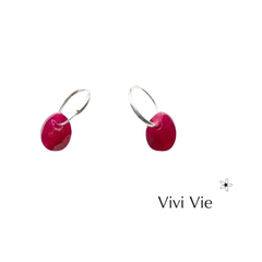Pop of Passion Sterling Silver and Red Garnet Huggie Earrings