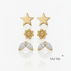 Marquise Leaf Cubic Zirconia Gold -Stud