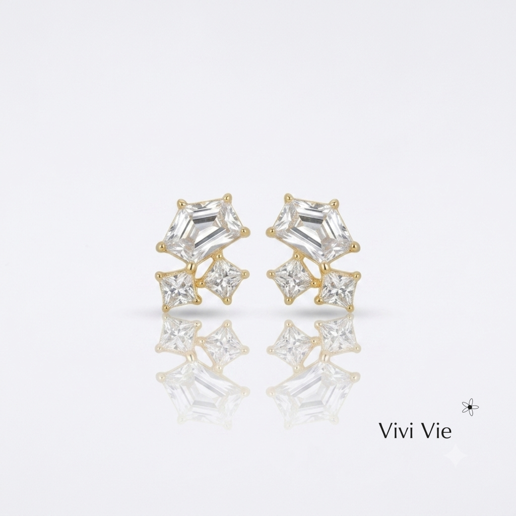 The Ethreal Cluster Gold Studs.