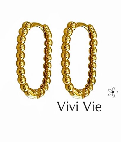 Gold Beaded Oval Huggies