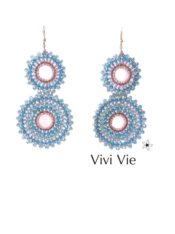 Costume  jewellery blue doily  inspired   delicate  two tier earrings