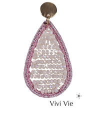 Costume jewellery tear drop dusty pink sparkle