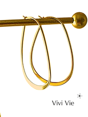 Fine, delicate, & sleak oval gold  hoop earrings
