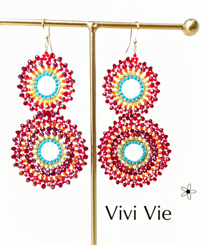 Earrings  Costume Jewellery vibrant reds intricate doily weave  inspired.
