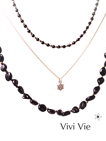 Black onyx  for layering or alone,  semi precious stones featured.