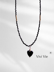 Vivi Vie Heart and Black Spinel Necklace